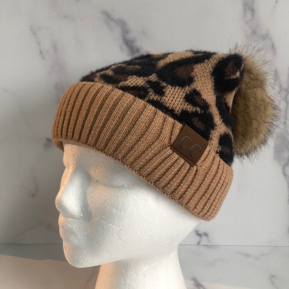 C.C Exclusives Soft Beanie Hat With Leopard Print… - image 2